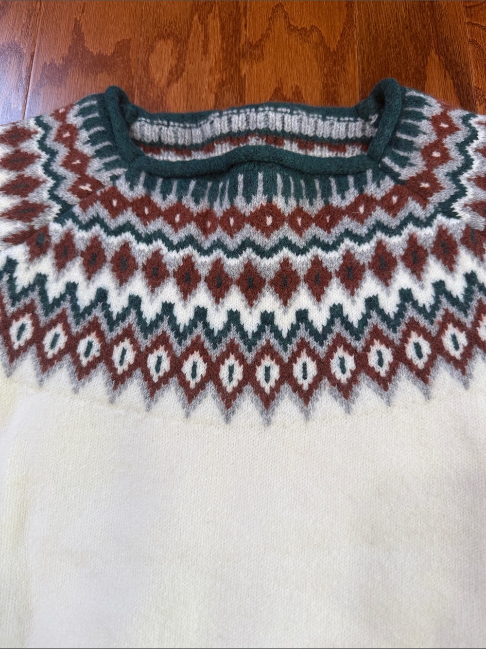 NWT Heritage Fair Isle Sweater | Ivory Green Rust Nordic Winter Knit - Picture 5 of 11